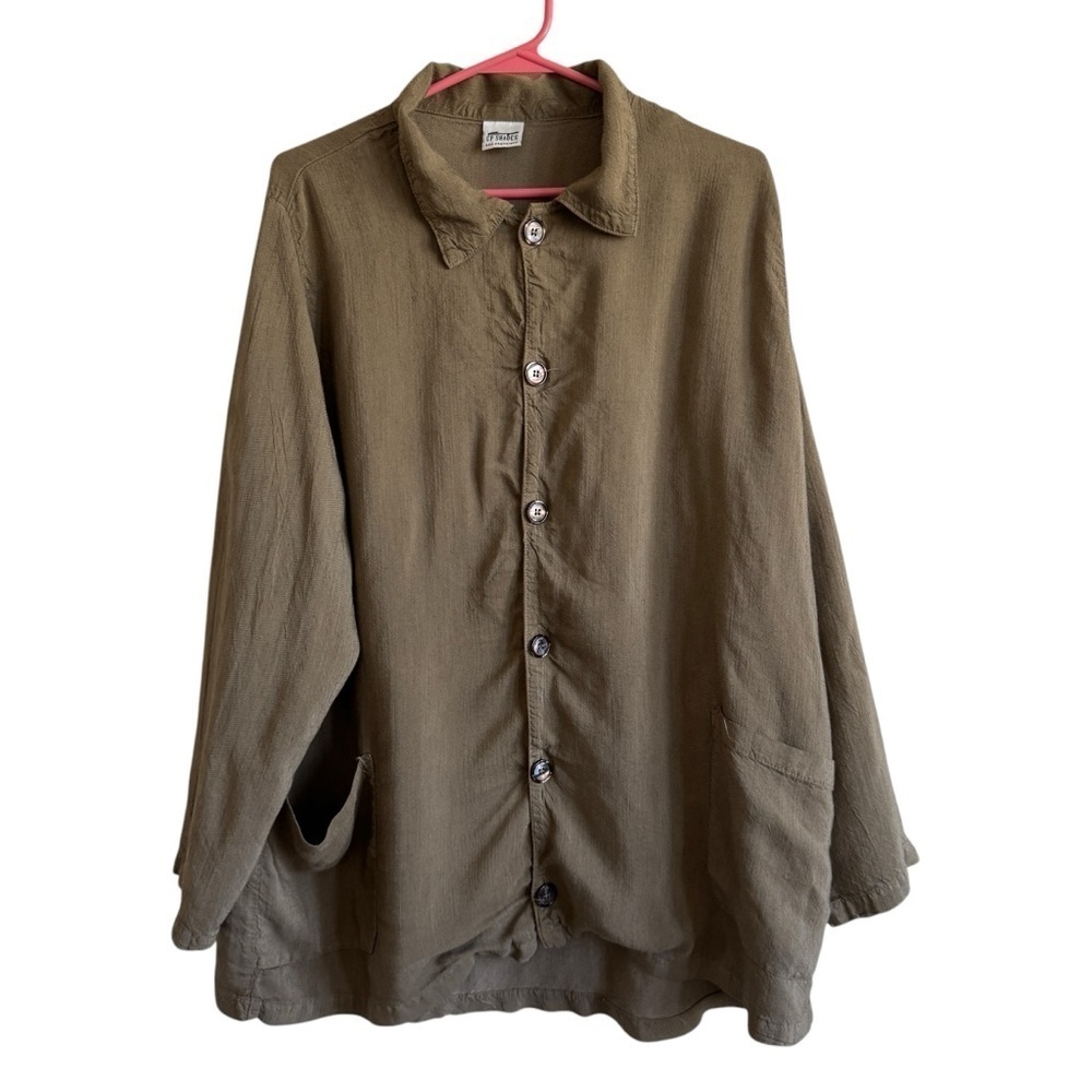 CP Shades 100% Rayon Brown Double Pocket Button Down, Size M